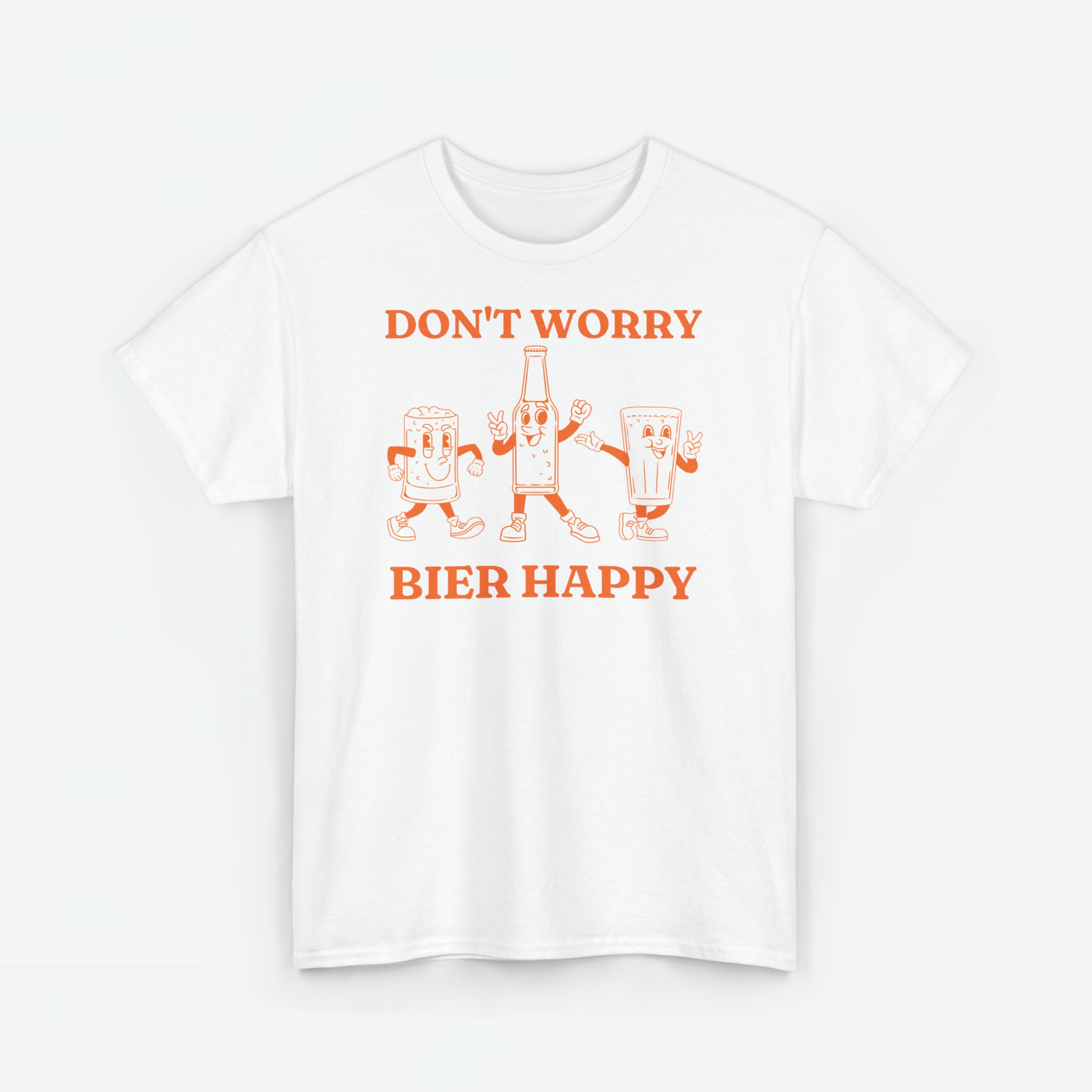 Don't Worry Bier Happy | Front Print | Koningsdag T-shirt | Retro | Oversized