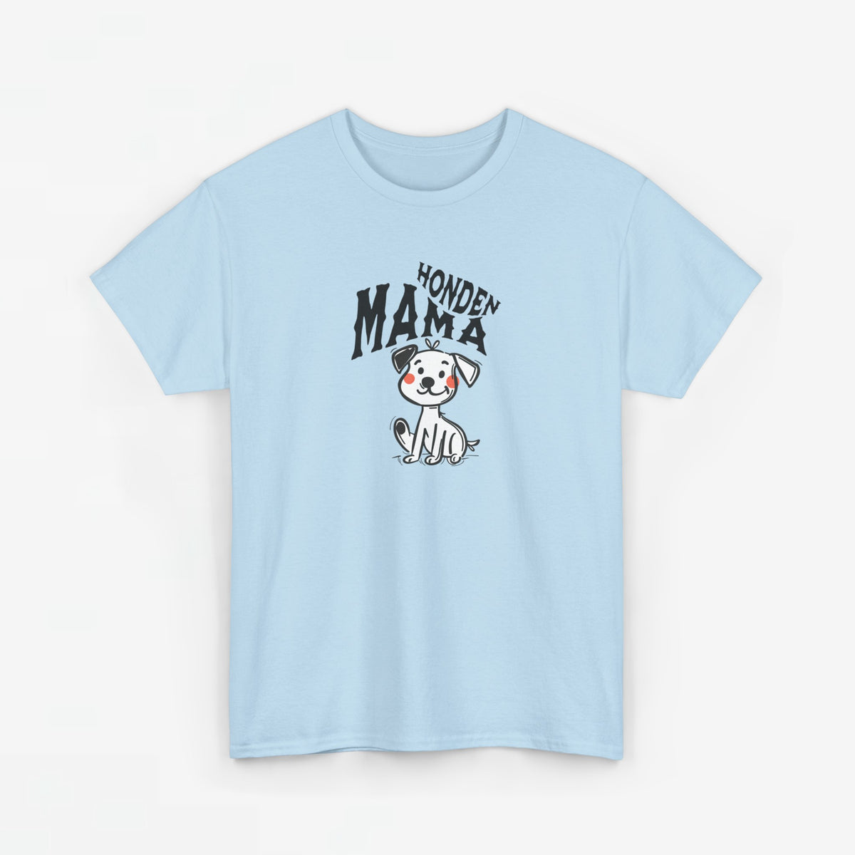 Lichtblauw t-shirt met “Honden Mama” opdruk en hondfiguur