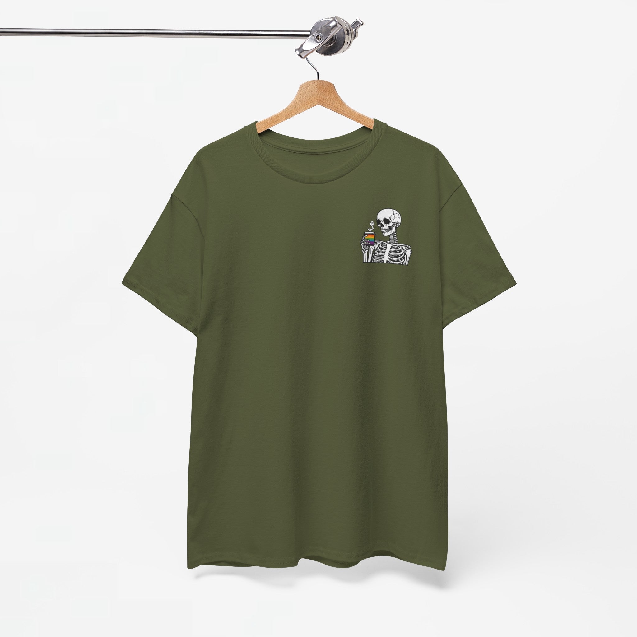 Gay Pride T-shirt - Skelet Regenboog Koffie - Oversized #73