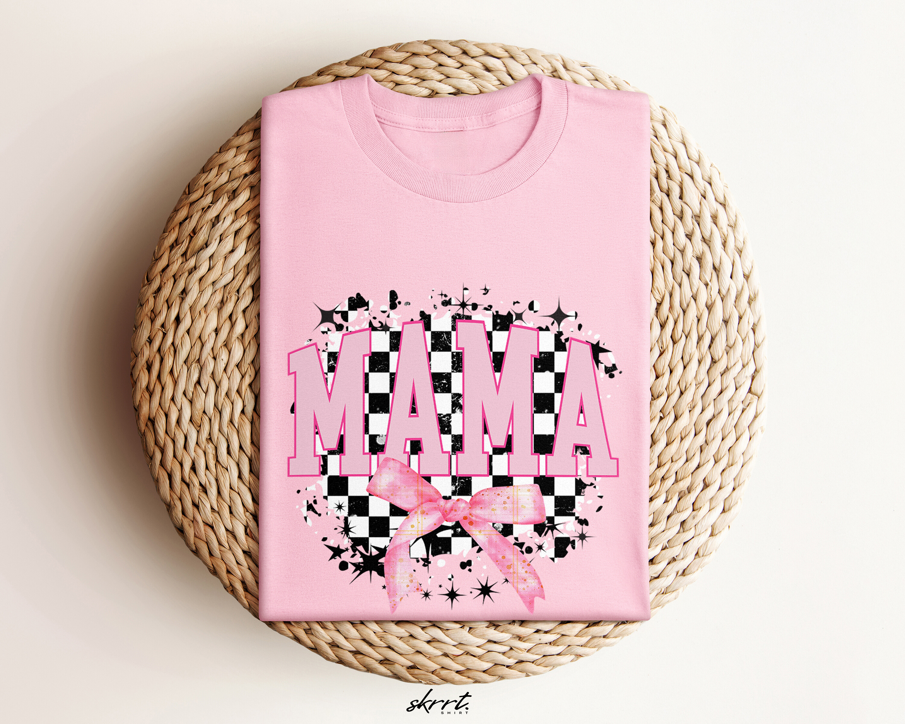 Moederdag Mama Cadeau - T-shirt - Retro Roze Strik - Oversized - #24