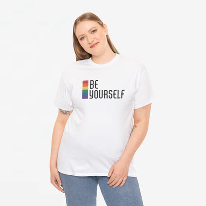 Gay Pride T-shirt - Be Yourself (zwarte tekst) - Oversized #25