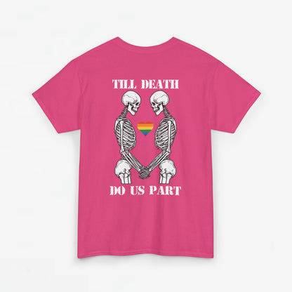 Gay Pride T-shirt - Skelet Echtpaar Till Death Do Us Part - Back Print - Oversized #74