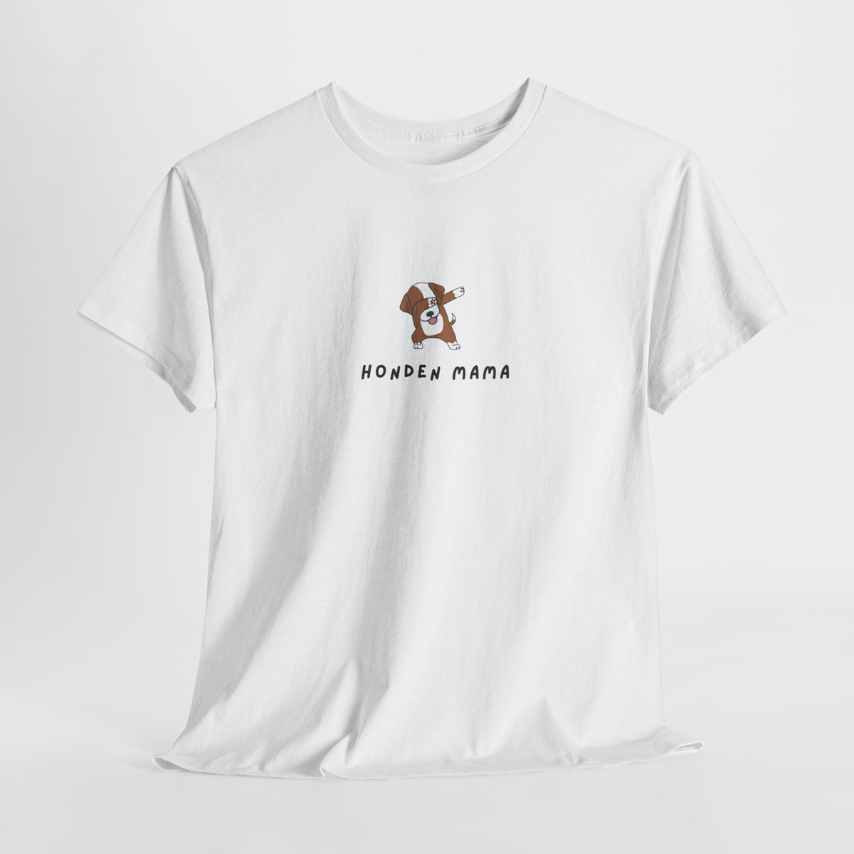 Wit oversized t-shirt met centrale borstprint van hondfiguur, ronde hals