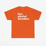 Oranje oversized T-shirt met centrale witte frontprint, plat gelegd