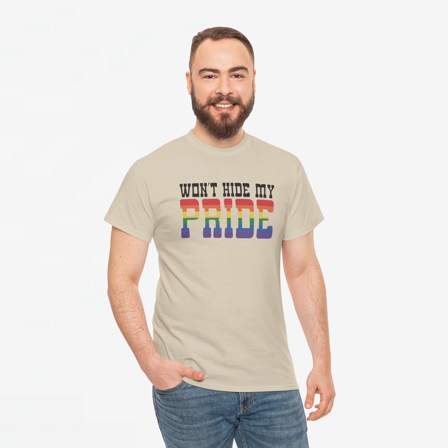 Gay Pride T-shirt - Won't Hide My Pride (zwarte tekst) - Oversized #27