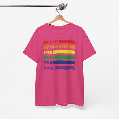 Gay Pride T-shirt - Never Apologize For Who You Love - Oversized #15