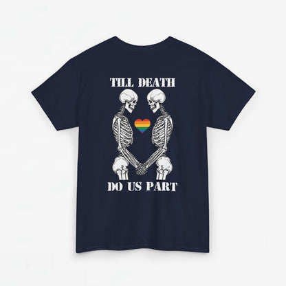 Gay Pride T-shirt - Skelet Echtpaar Till Death Do Us Part - Back Print - Oversized #74