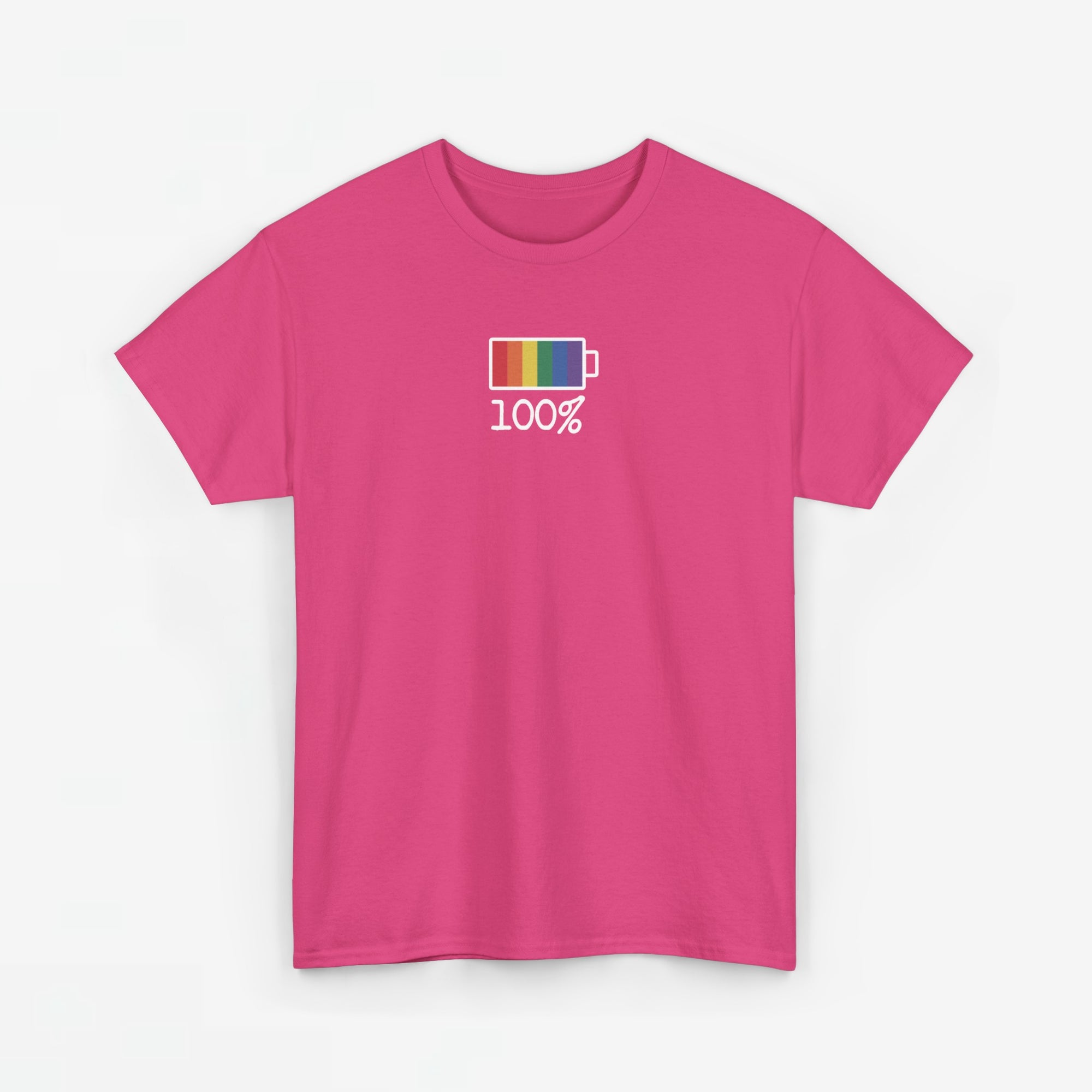 Gay Pride T-shirt - 100% Regenboog (witte tekst) - Oversized #32