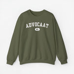 Olijfgroene sweatshirt met ronde hals en grote 'Advocaat' print op de borst