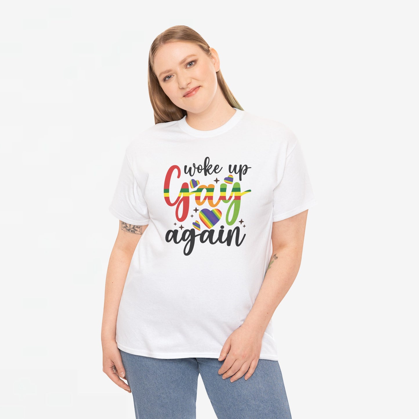 Gay Pride T-shirt - Woke Up Gay Again - Oversized #6