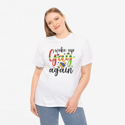 Gay Pride T-shirt - Woke Up Gay Again - Oversized #6