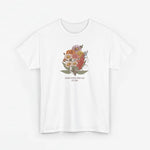 Wit t-shirt met bloemenboeket-print op de borst
