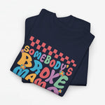 Navy oversized t-shirt met veelkleurige tekstprint 'Somebody's Broke Mama'