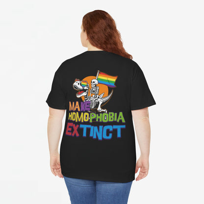 Gay Pride T-shirt -  Make Homophobia Extinct - Back Print - Oversized Tee