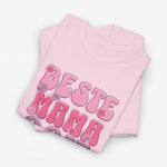 Roze oversized T-shirt met 'Beste Mama Ooit' opdruk en roze dierenillustratie.