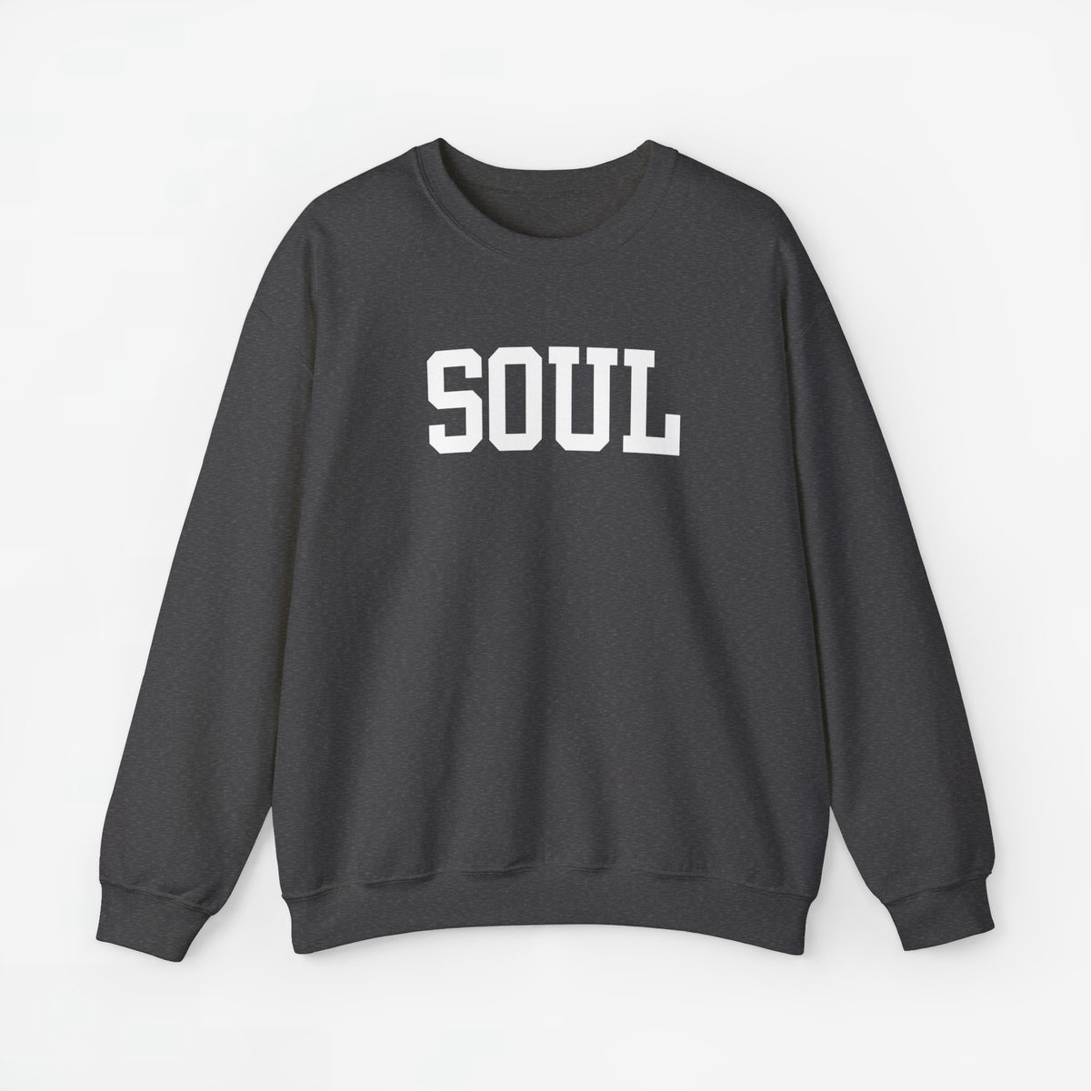 Donkergrijze sweater met opdruk 'SOUL' en lange mouwen