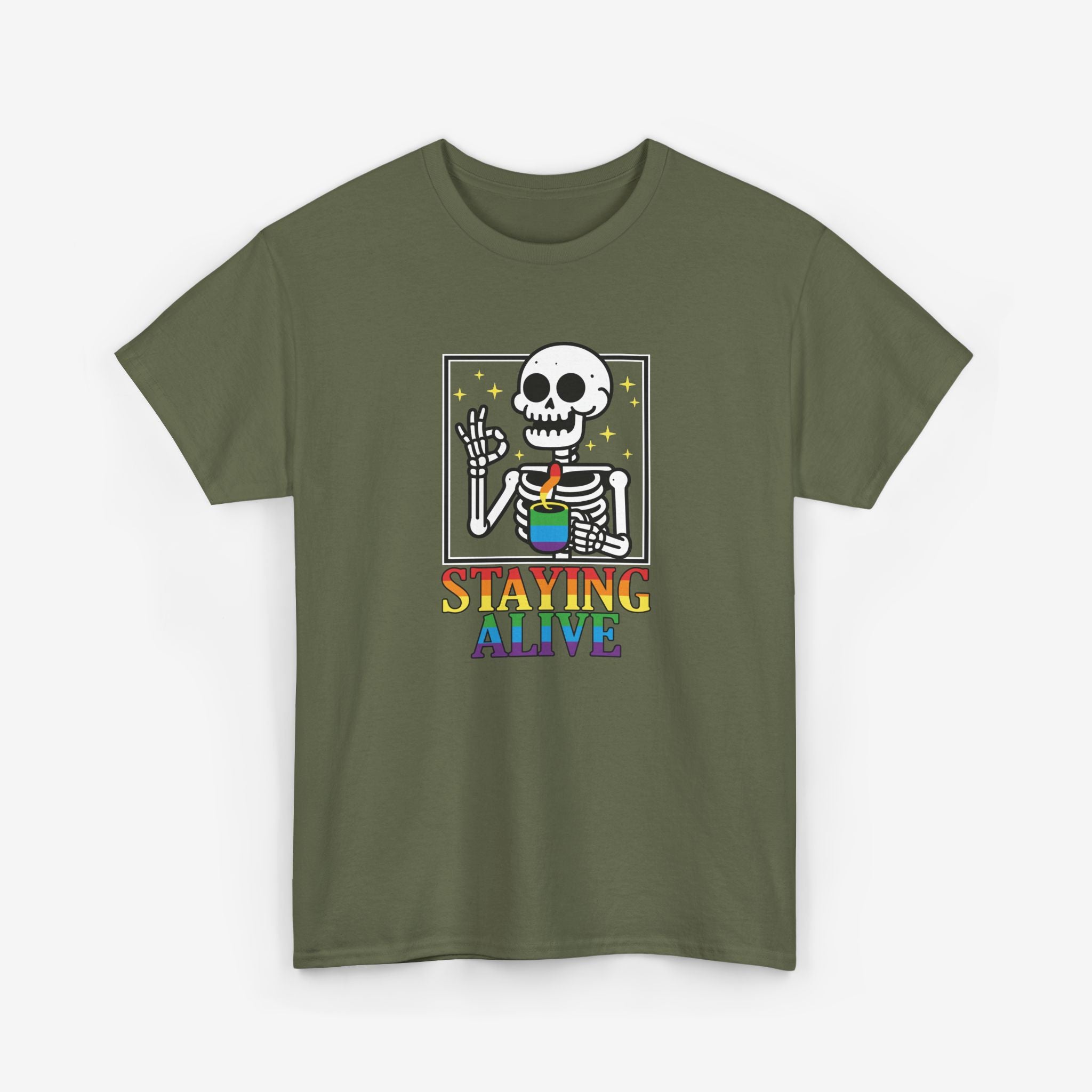 Gay Pride T-shirt - Skelet Staying Alive | SkrrtShirt