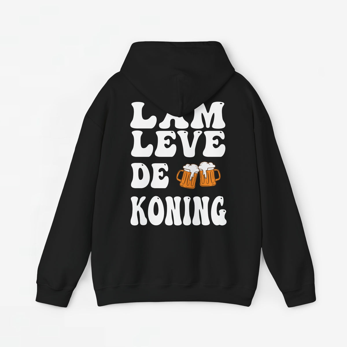 Zwarte oversized hoodie met rugprint “LAM LEVE DE KONING”