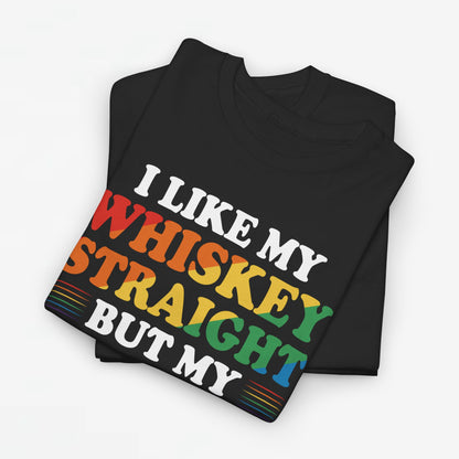 Gay Pride Support T-shirt - I like my whiskey straight but my friends can go either way - Oversized #9