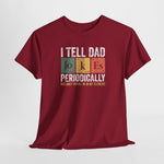 Bordeauxrood T-shirt met opdruk I TELL DAD JOKES PERIODICALLY, ronde hals