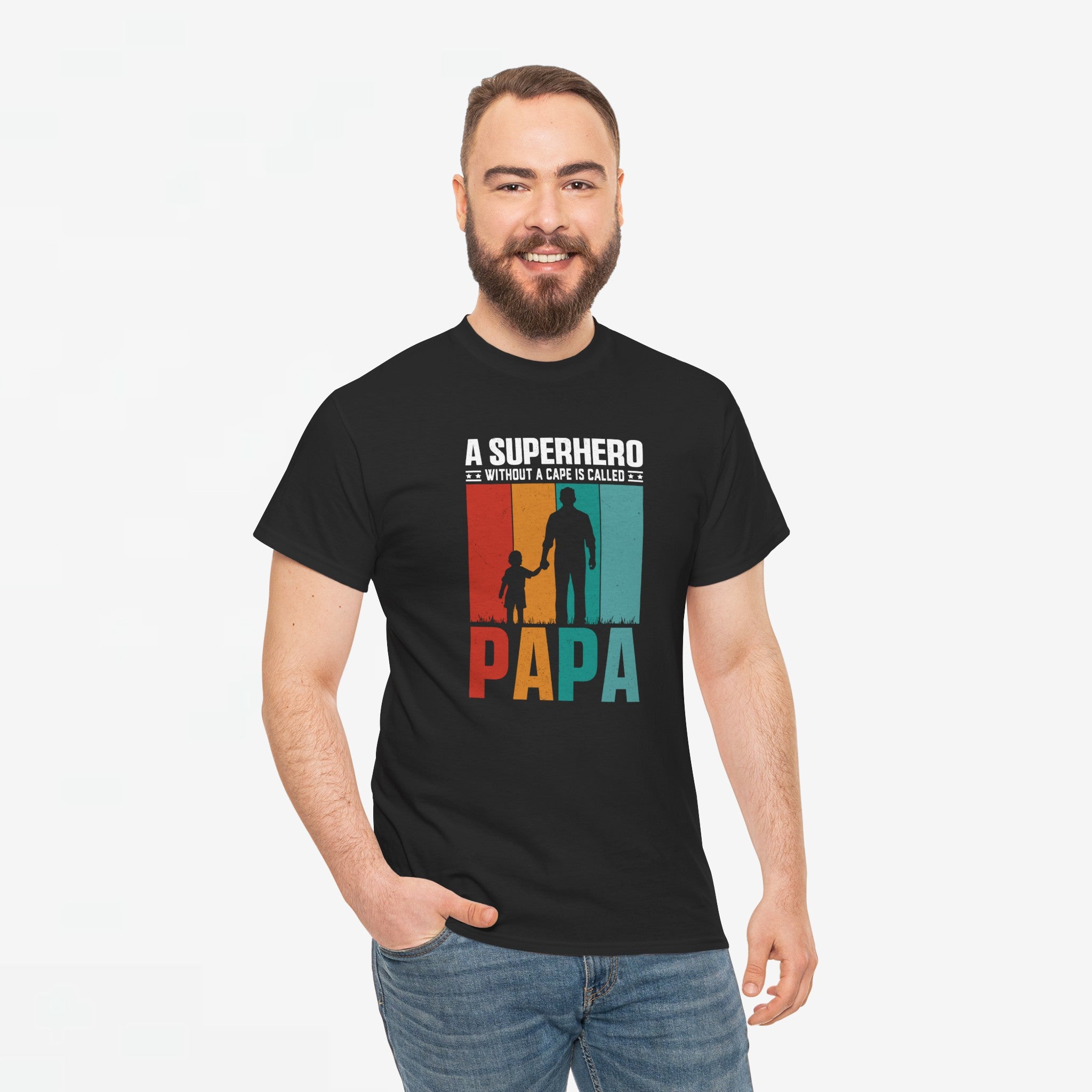 Vaderdag Papa Cadeau - T-shirt - A Superhero without a cape is called PAPA - Oversized #24