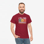 Bordeauxrood T-shirt met tekstopdruk I TELL DAD JOKES PERIODICALLY, ronde hals