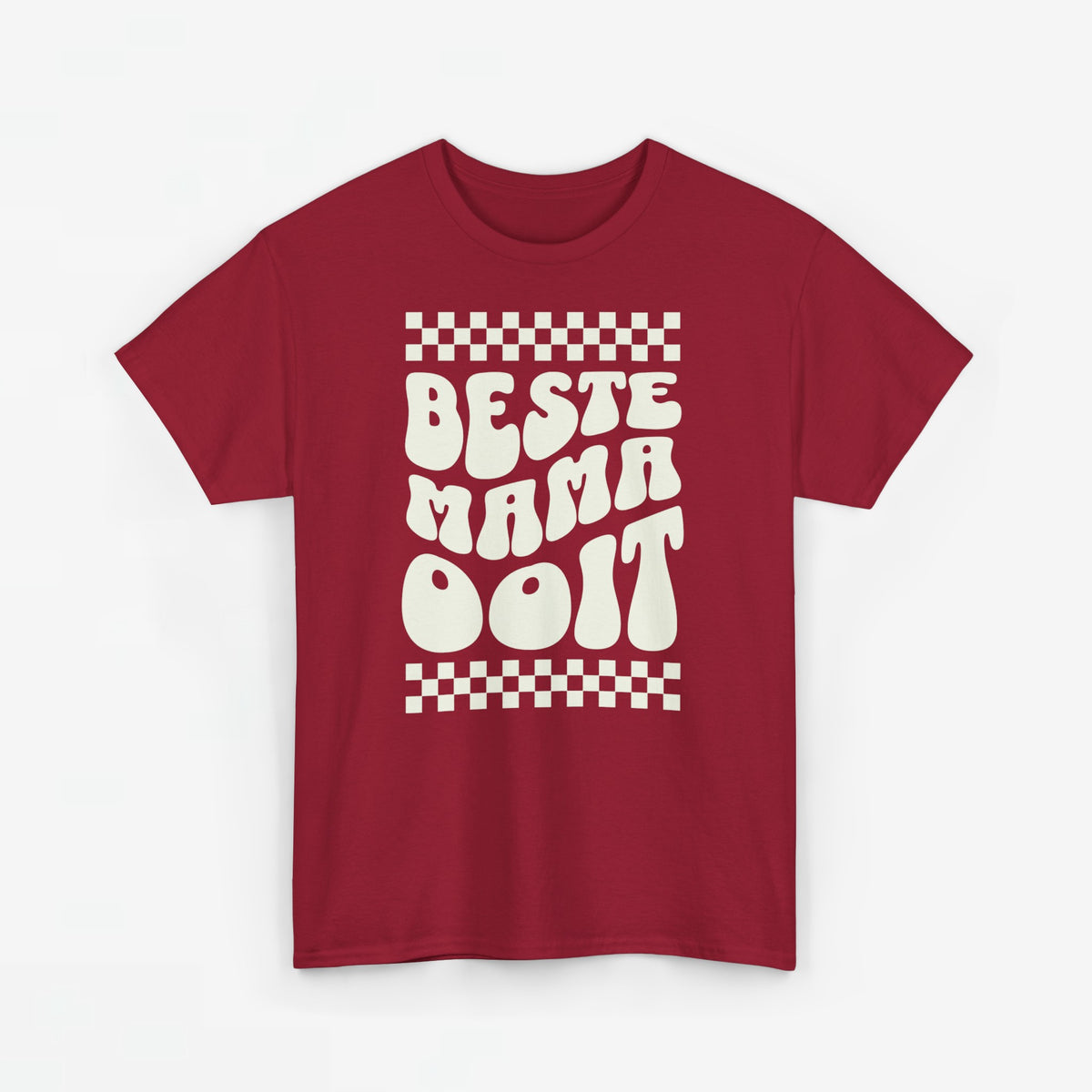 Rode T-shirt met ronde hals en opdruk 'BESTE MAMA Ooit' vooraan