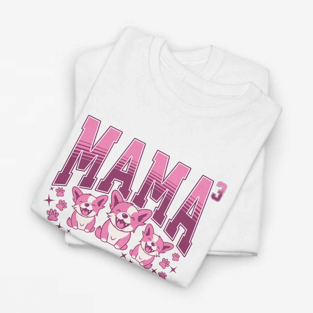 Wit oversized t-shirt met roze 'MAMA' opdruk en drie hondenfiguren