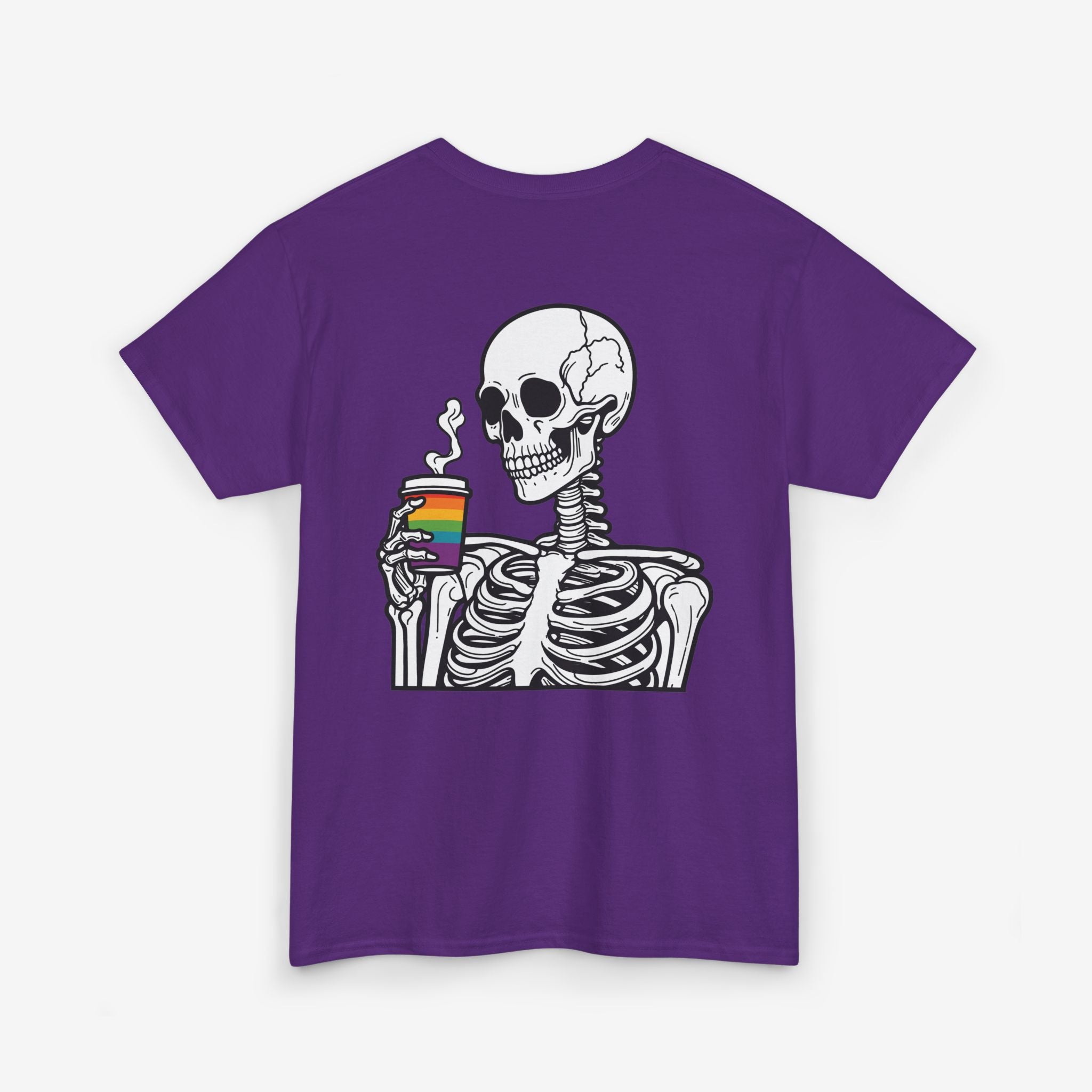 Gay Pride T-shirt - Skelet Regenboog Koffie | SkrrtShirt