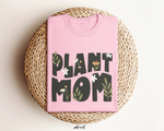 Roze oversized t-shirt met grote PLANT MOM-print en bladmotiefen