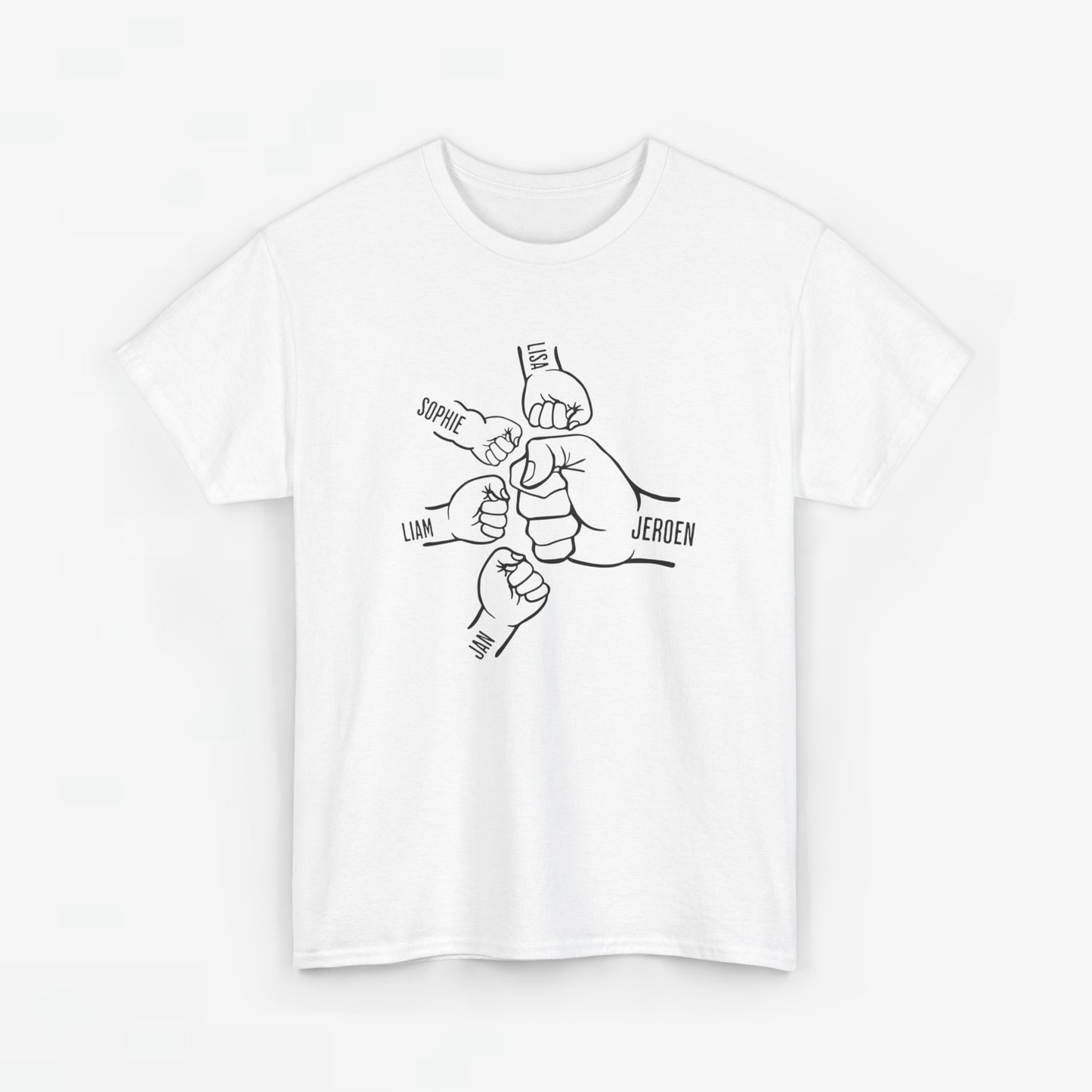 Gepersonaliseerde Vaderdag Papa Cadeau - T-shirt - Fist Bump Papa met namen