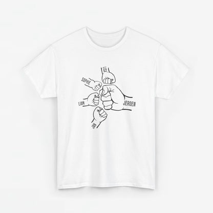 Gepersonaliseerde Vaderdag Papa Cadeau - T-shirt - Fist Bump Papa met namen