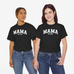 Zwart T-shirt met opdruk “MAMA” en “EST. 2024” op de borst.