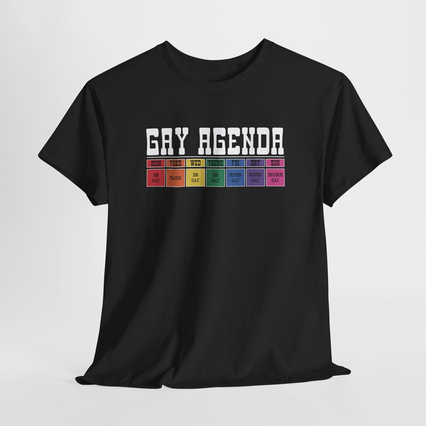 Gay Pride T-shirt - Gay Agenda (witte tekst) - Oversized #17