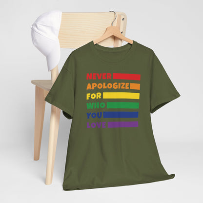 Gay Pride T-shirt - Never Apologize For Who You Love - Oversized #15