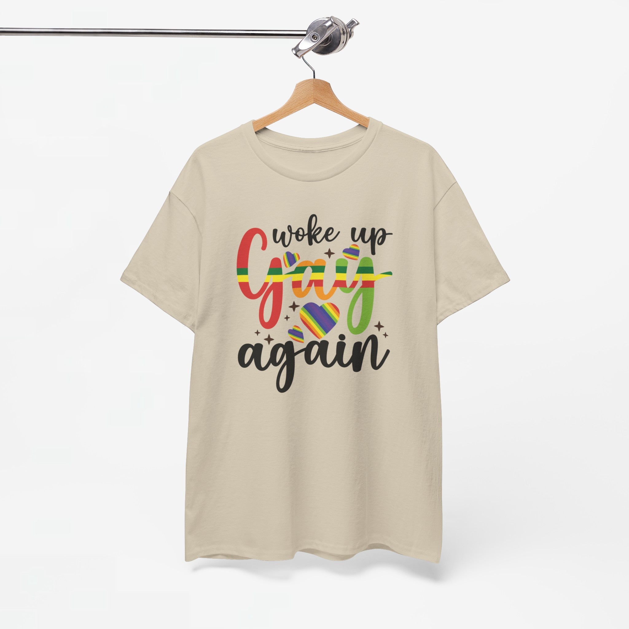 Gay Pride T-shirt - Woke Up Gay Again - Oversized #6