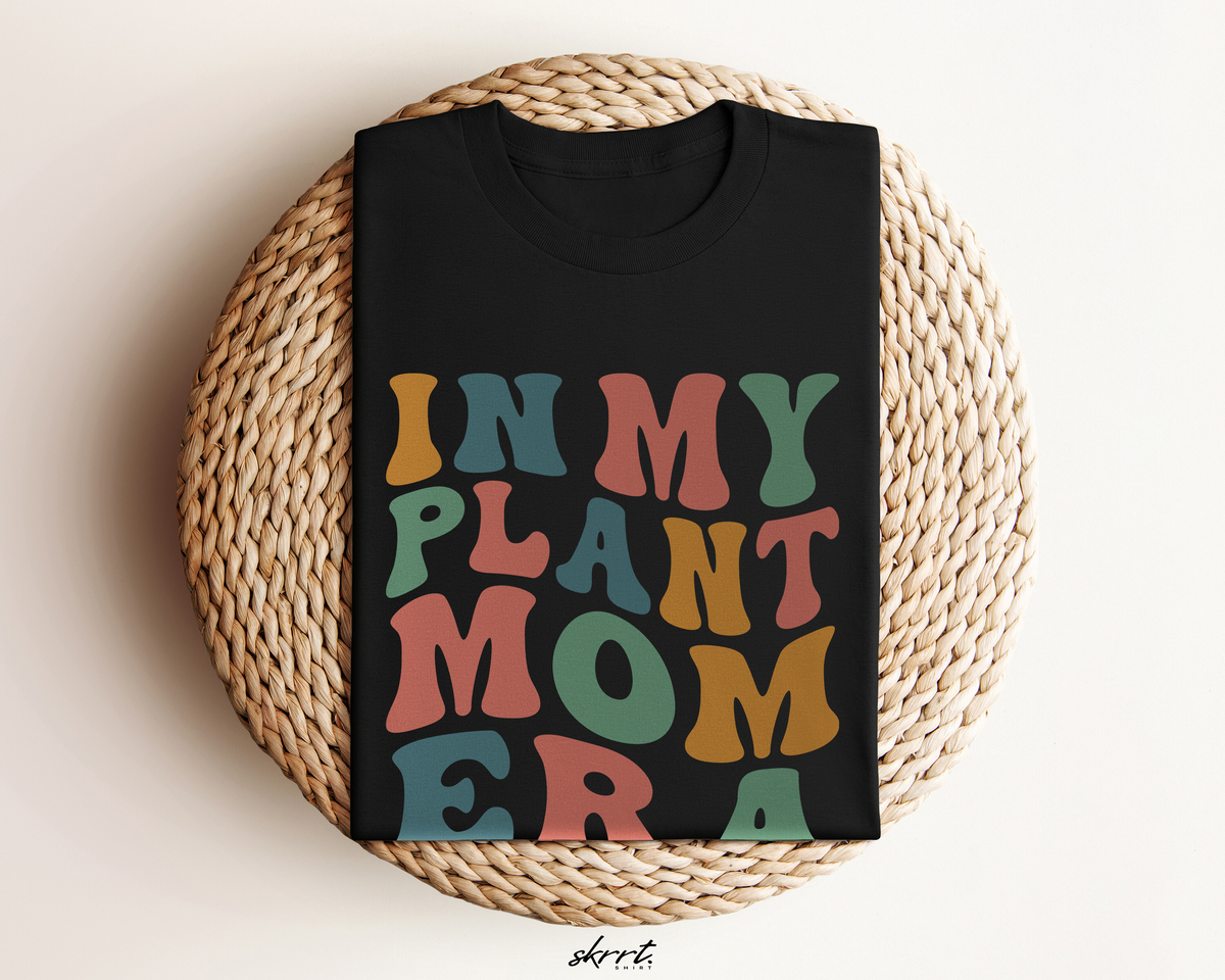 Zwart oversized T-shirt met kleurrijke Plant Mom Era opdruk