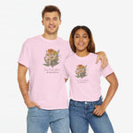 Gepersonaliseerd moederdag T-shirt lichtroze met bloemenprint voor en op borst bij set