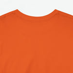 Oranje T-shirt achterzijde met ronde hals en effen stof zonder print