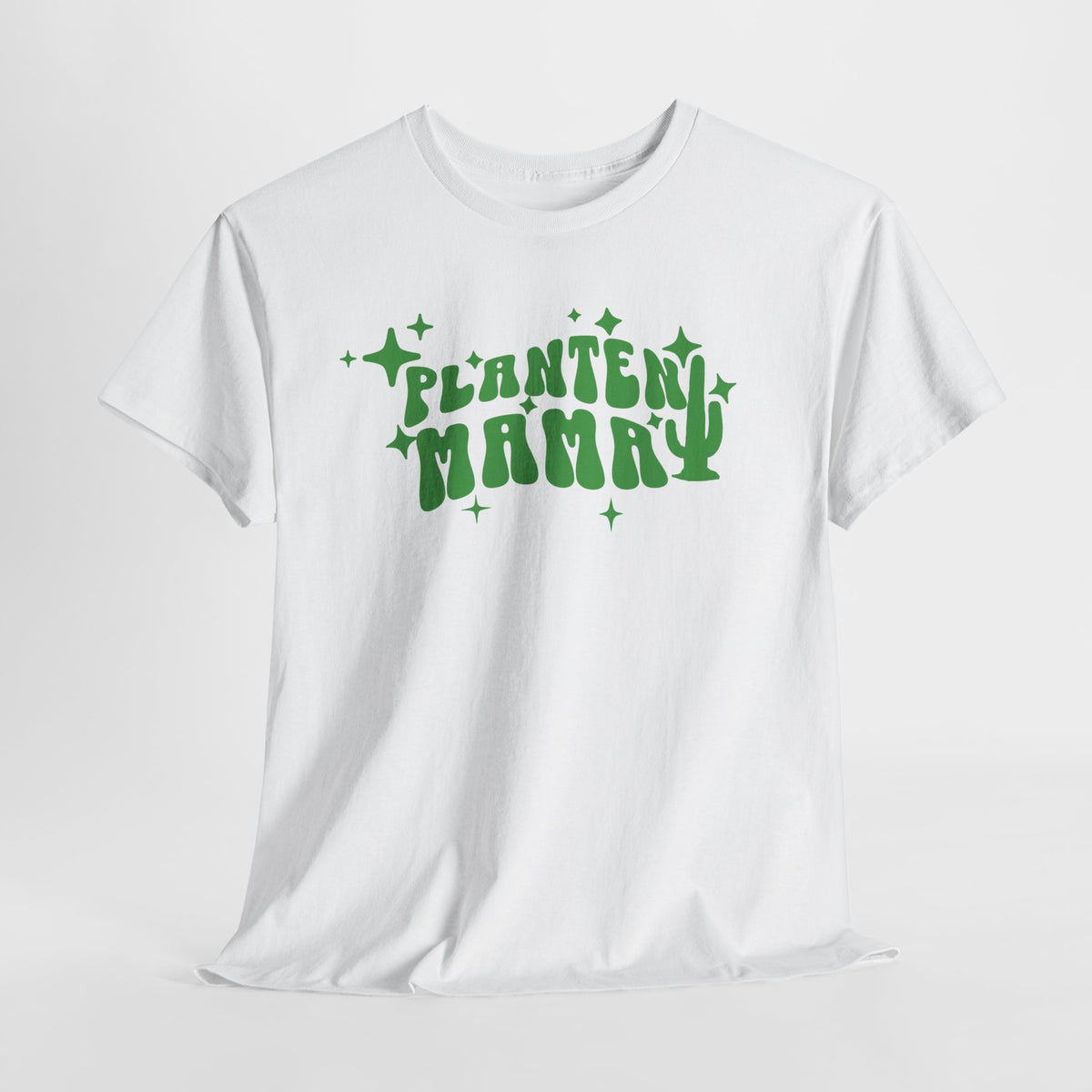 Oversized T-shirt wit met groene 'Planten Mammy' print op de borst