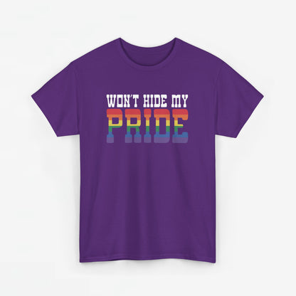 Gay Pride T-shirt - Won't Hide My Pride (witte tekst) - Oversized #26