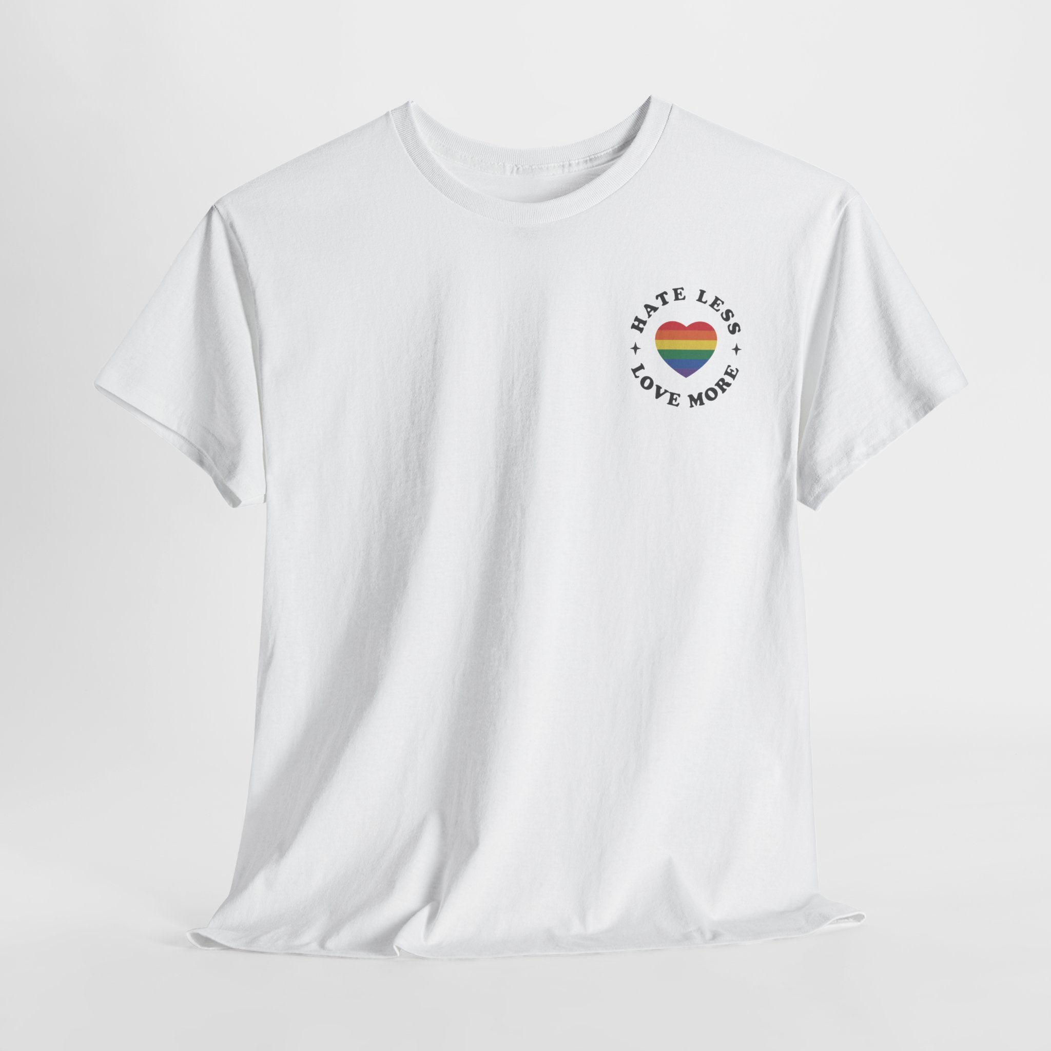 Gay Pride T-shirt - Hate Less Love More - Back Print - Oversized #13