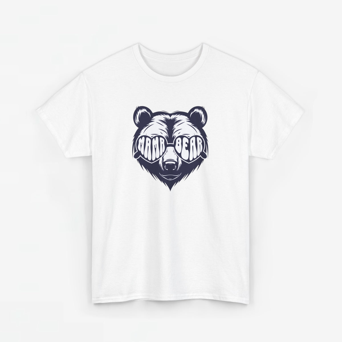 Witte t-shirt met beerprint in donkerblauw op de borst