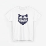 Witte t-shirt met beerprint in donkerblauw op de borst