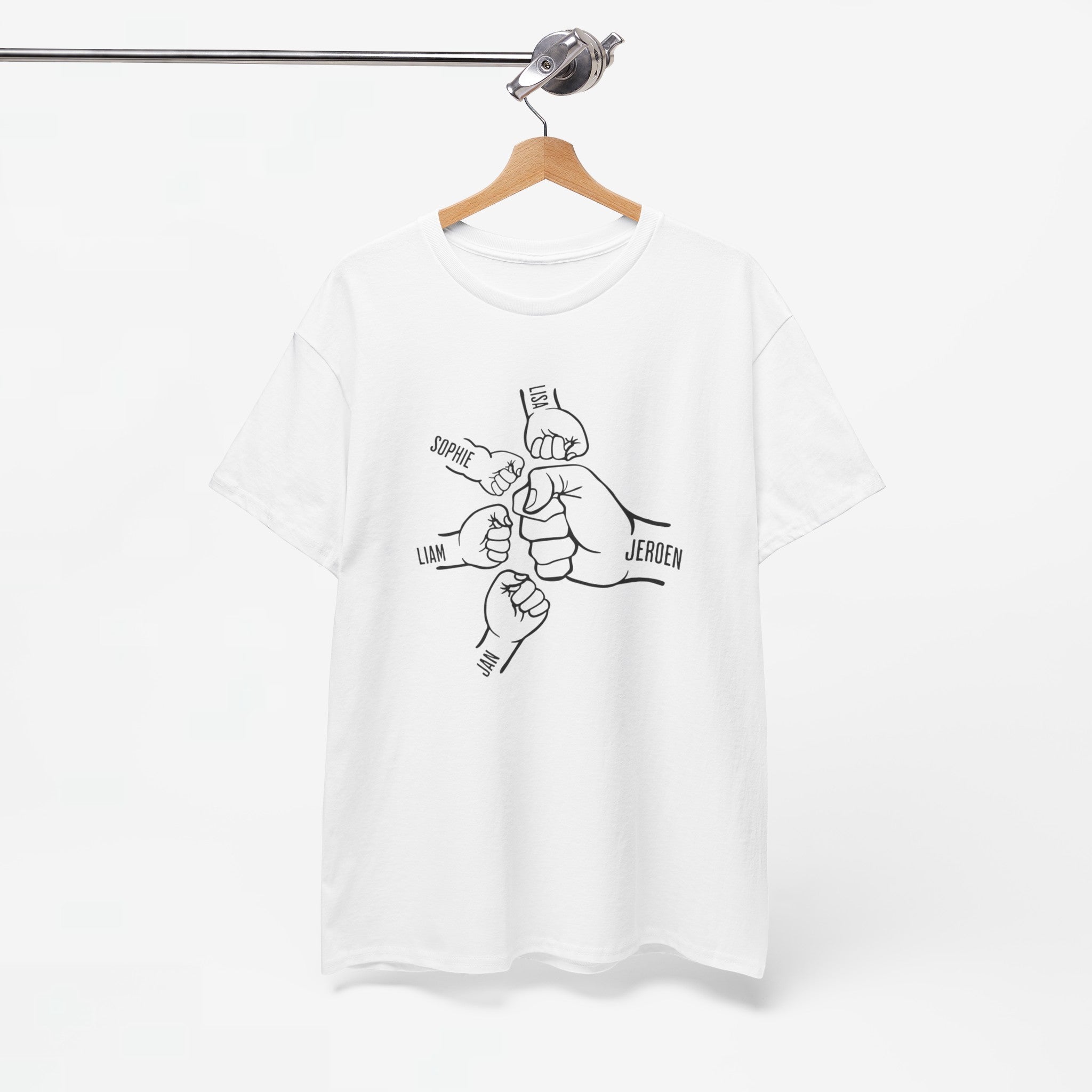 Gepersonaliseerde Vaderdag Papa Cadeau - T-shirt - Fist Bump Papa met namen