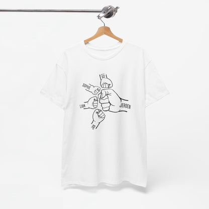 Gepersonaliseerde Vaderdag Papa Cadeau - T-shirt - Fist Bump Papa met namen