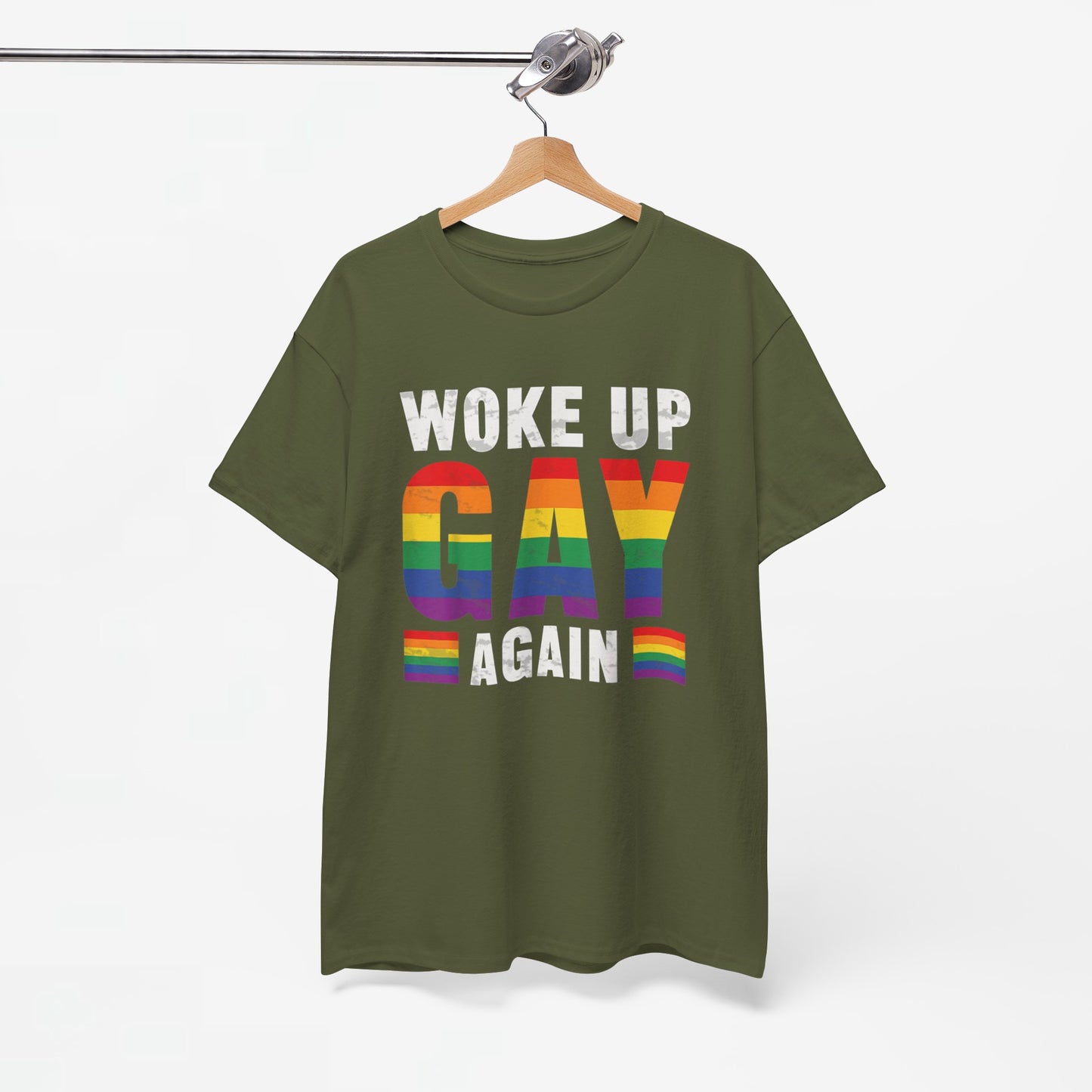 Gay Pride T-shirt - Woke Up Gay Again - Oversized #44