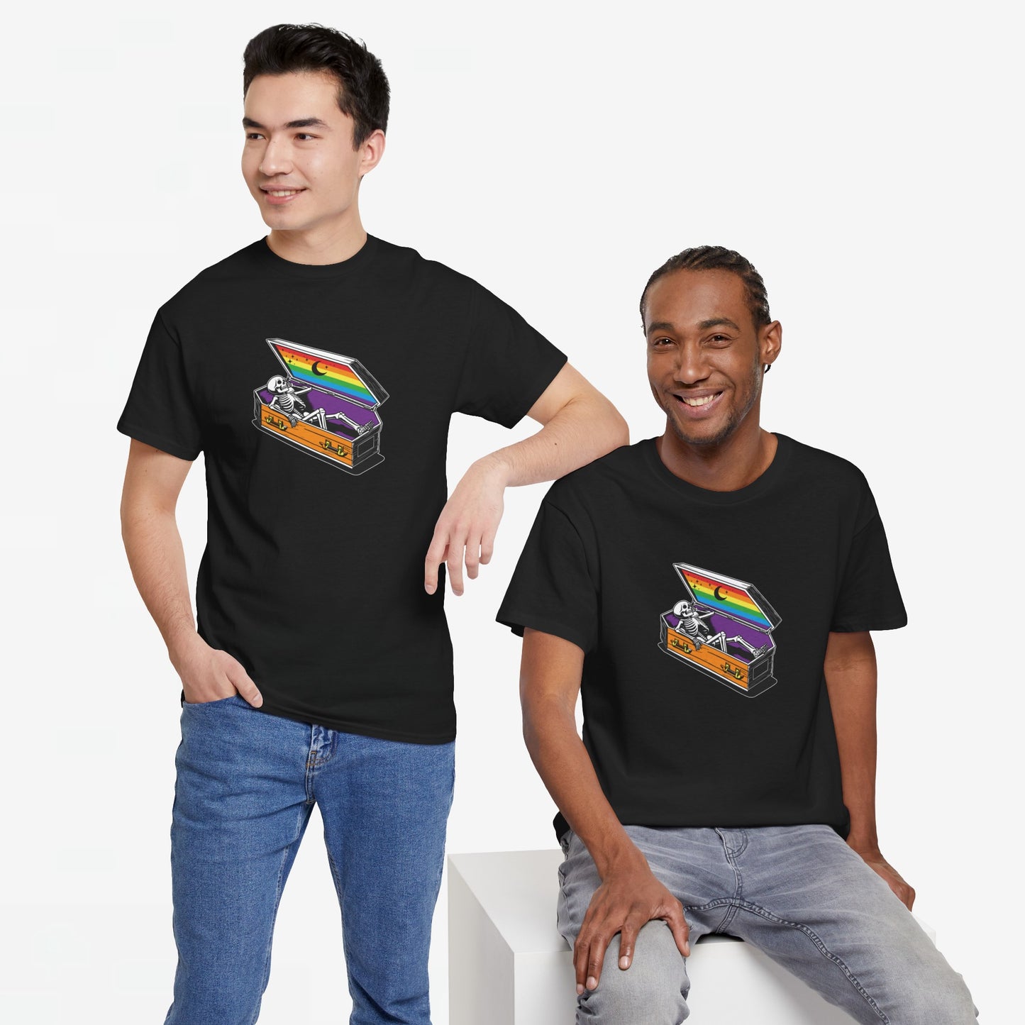 Gay Pride T-shirt - Skelet Regenboog - Oversized #42