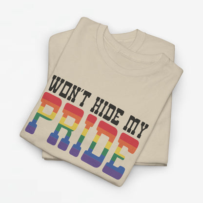 Gay Pride T-shirt - Won't Hide My Pride (zwarte tekst) - Oversized #27