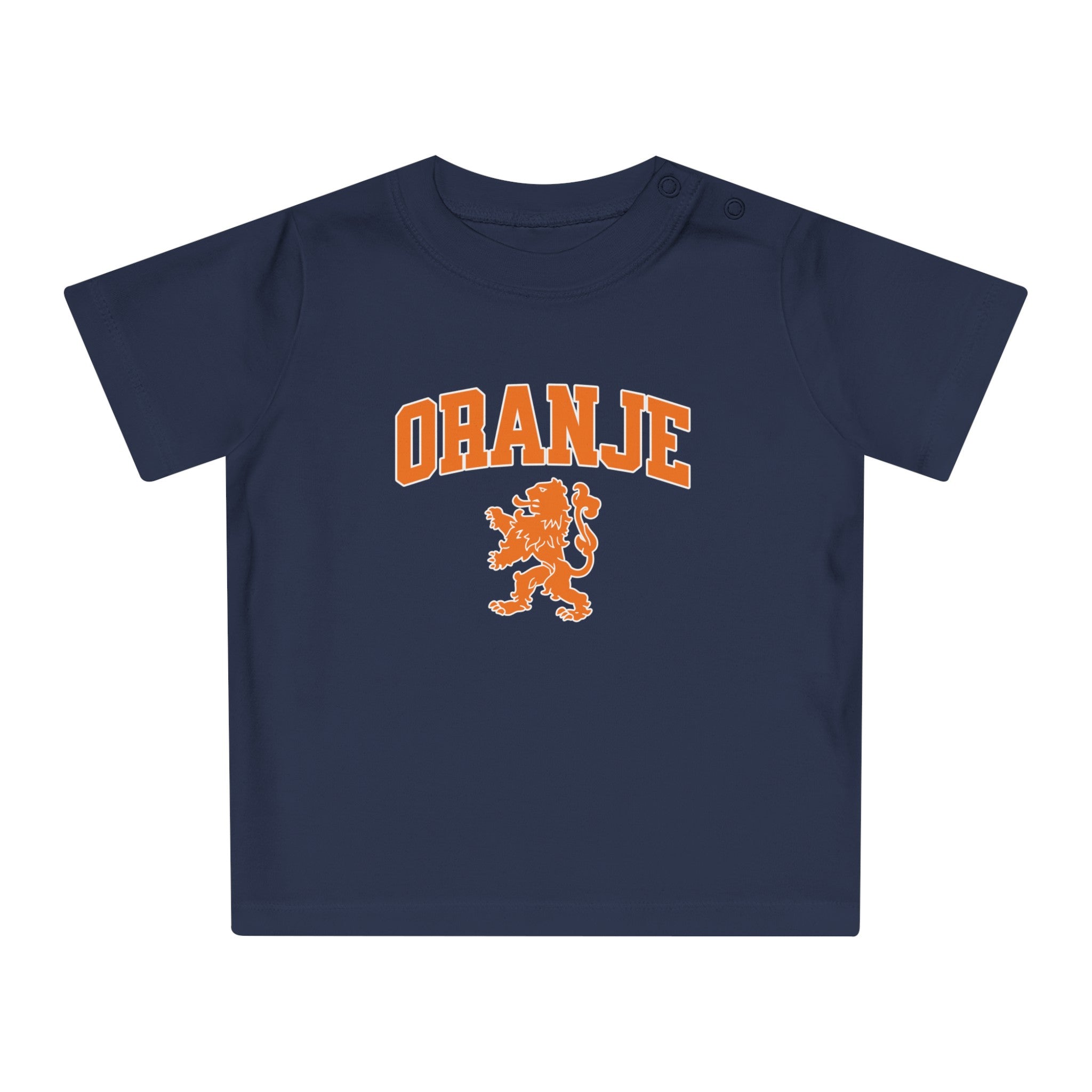 Baby T-shirt voor EK, WK en Koningsdag - ORANJE met Leeuw
